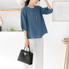 벨 7부 인견 블라우스 9color / 빅사이즈 F XL 2XL (55~99) / 여름 무지 솔리드 플라워 체크