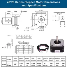 Nema 17 스테퍼 모터 233440474860mm 2 상 하이브리드 1.5A 스텝 CNC Reprap 3D 프린터 부품 용, 03 42x23mm