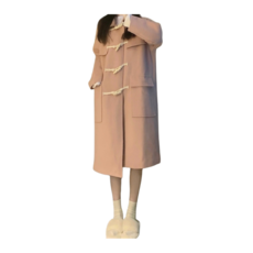 여성 후리스 떡볶이 롱 코트 겨울 단추 양털 따뜻한 귀여운 여친 학생 딸 새해 크리스마스 선물 핑크