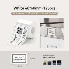 3 롤 NI B21 B3S B1 B31 열 라벨 의류 자체 접착 태그 방수 스마트 오 포켓 프린터, White40x60--3rolls
