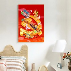 裝飾畫 愛國數字油畫diy解悶手工填色手繪數學油畫丙烯油彩畫畫, 愛國2,60*75cm【尺寸越大效果越好】, 1個