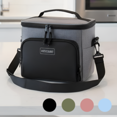 DUGNSTUDIO 2025 숄더형 PEVA 방수 3중 보온 보냉백 보냉가방, 블랙+그레이, 1개