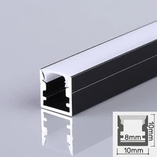 0.5m/1m 10x10mm 검정색 LED 알루미늄 프로파일 W 스타일 채널 5050 5630 스트립 라이트 블랙 밀키 커버 캐, 01 7pcs X 0.5m, 04 1010-1 Black White