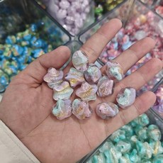 Vlovelife 編織材料包 鉤針手作 DIY 甜美奶油風 漸變立體油畫 星星穿孔隔珠 亞克力串珠飾品材料配件, 油畫星星【07】,10個【實惠裝, 1個