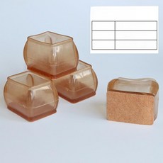 의자 발커버 스티커형 발캡 긁힘 방지 투명 미끄럼 문쾅, 1개, 큰 직사각형 8개