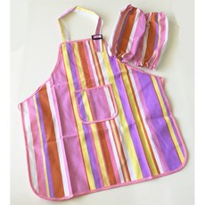 [韓風童品] 兒童圍裙組 粉色條紋