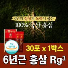 홍삼 스틱 알지쓰리 Rg3 특이 사포닌 국산 6년근 홍삼 프리미엄 선물세트, 1개, 30회분