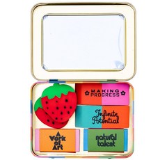 Ban.do 빈티지 디자인의 참신한 지우개 세트 직장/교사/사무실용 귀여운 지우개 금속 틴 케이스 6개 11.4 x 8.4cm(4.5 x 3.3인치) 무한한 잠재력, Ban.do 빈티지 디자인의 참신한 지우개 세트, 직장