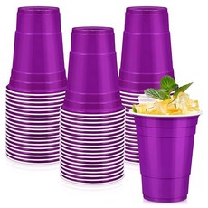LANLISA 골드 플라스틱 컵 50개 473.2ml(16온스) 일회용 컵 파티 용품용 음료 컵, 대형, 퍼플