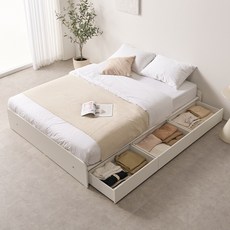 바로방가구 뉴비 무헤드 벙커 빅서랍 수납 침대 프레임 SSQ, 화이트