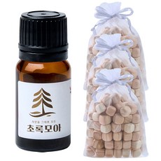 초록모아 국내산 편백오일+편백큐브3 실내 차량용 아로마 잎 나무 칩 히노키 히노끼 향 피톤치드 방향제, 1개, 10ml