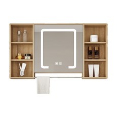 원목 욕실 거울장 수납 세면대 정리, 1개, 33_90화이트스마트거울캐비닛