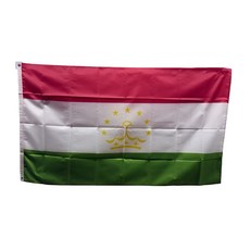 타지키스탄 국기 Tajikistan flag 90x150cm 폴리에스터 90g 금속 고리 이중 스티치 마감, 1개, RED+WHITE+YELLOW+GREEN