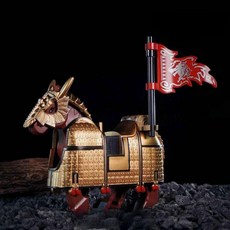 중세 고대 기사 군마 조립 피규어 호환 블록, 1개, 골드군마