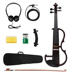 전기 바이올린 4/4 풀 사이즈 사일런트 세트 초보자를위한 솔리드 메이플 메탈 전자 성인 연습 등급 시험, 2)style 1 wine red