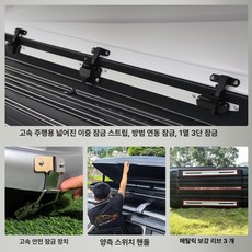 경차 루프박스 소형 스파크 초박형 루프캐리어 천장 수납, Yufeng 400 [블랙], [고속 모델] 크로스바 포함