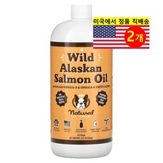 Natural Dog Company 강아지용 피부 털 가려움증 면역 건강 관리 야생 알래스카 연어 오일 리퀴드 946ml 1개, 2개