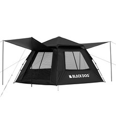 BLACKDOG 레이슈어 2.4 투도어 투윈도우 자동 텐트 CBD2450WS030, 나이트 블랙, 3-4인용