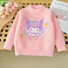 兒童外套 秋冬上新兒童毛衣保暖衣女童套頭針織衫圓領女孩中大童仿貂絨秋冬卡通繡花