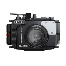 MCOPLUS 60M /195FT 전문 수중 카메라 하우징 - TG7용 TG7 TG-7 올림푸스 터프 다이빙 SYSTEM OM 방수 케이스 스쿠버 블랙, 블랙.