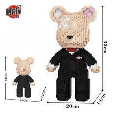 스타일하우스 나노블럭 베어브릭 32cm 중형 장식품, 혼합색상 G13, 1개