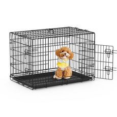 반려동물 케이지 접이식 철제 강아지 케이지 케이지 철장 강아지 고양이 다용도 케이지, 1개, 블랙