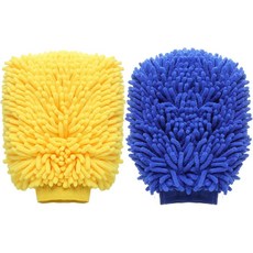 하핑턴 2pcs chenille microfiber 세차 장갑 x 집용 깨끗한 양면 청소용 스크래치 프리 플러시 보라색 세탁 10인치 7.5인치 흡수성, Lime Green