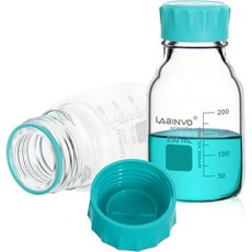 유리 원형 미디어 병 GL45 나사 캡이 있는 보로실리케이트 유리 시약 보관 병 12PCS IN-RB100B, Vol.250ML/ 4PCS
