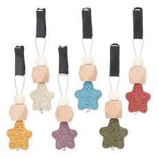 DELORIGIN 6가지 색상 별 나무 자동차 디퓨저 자동차 디퓨저 벤트 클립 6피스 용암 바위 펠트 에센셜 오일 자동차 디퓨저 플라스틱 클립 자동차 송풍구 클립 보헤미안 자, DELORIGIN 6가지 색상 별 나무 자동차 디퓨저,