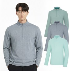 콜핑 남성 멜란지 메쉬 등산 긴팔 반집업 티셔츠 KSC048WT6M