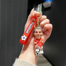 호날두 피규어 키체인 축구 스타 가방 열쇠고리 컬렉션 자동차 장식품 액세서리 팬들을 위한 기념품 선물, 01 WJ007