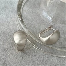 론조모니 여성 빈티지 매트 무광 볼드 원터치 후프 링 귀걸이