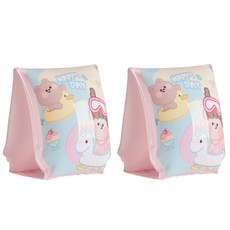 KP 熱銷加厚帶卡扣兒童手臂圈 充氣卡通水袖 寶寶學游泳浮袖浮漂 游泳池 游泳圈 泳圈 泳具 小孩泳圈 水上活動, （小女孩三角形）一對, 1個