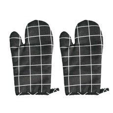 허니잼 린넨 주방장갑 오븐장갑 2P세트 방열장갑, 2개, 체크블랙