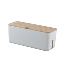 木蓋電線收納盒，電源線整理集線盒，桌面電線收納盒，簡約風整理盒, 白色大號, 1個