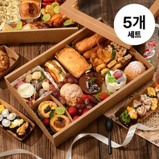 피크닉 디저트 선물 박스 크래프트 상자 포장 케이스 세트, 5개, 크라프트L