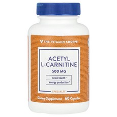 The Vitamin Shoppe 더비타민샵 아세틸 L-카르니틴 500mg 60 캡슐 카르니틴 보충제, The Vitamin Shoppe 더비타민샵 아세틸 L, 1