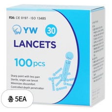 YW 일회용 수동 채혈침, 100개입, 5개