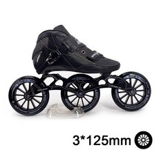 ZICO Original Speed 인라인 롤러 스케이트 3x125 또는 4 바퀴 탄소 섬유 전문 레이싱 스케이트 성인 Pati, 04 All Black 3x125_02 36, 1개