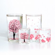 꽃피는 벚꽃 봄꽃 소주잔 맥주잔 4p 세트 집들이선물 변색 변온 소맥 인생술잔, 4개, 1세트
