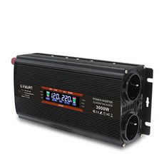 루앤 유사계단파 3000W 차량용 LCD 인버터 220V 60hz 한국형 KC인증, 블랙 용량 3000W 전압 12V, 1개