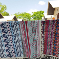 루체트리 테이블보 감성테이블보 식탁보 캠핑테이블보 캠핑소품, 화이트블루