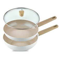 마르쿡 인덕션 7중 레이어 논스틱 IH 세라믹 후라이팬 28cm 3종 세트, 1세트, 프라이팬 28cm+궁중팬 28cm+유리뚜껑 28cm, 혼합색상