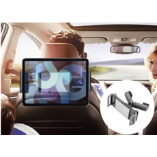 汽車座椅頭枕手機平板支架，後座觀影神器，可調角度，穩固耐用，安裝簡便, 黑, 1個