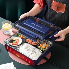 스텐 전기 도시락 보온 가열 식판 도시락통 직장인 학생 휴대용 집밥 온열, 4칸 전기 도시락, 1_전기 도시락 4칸, 1개