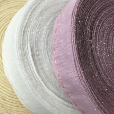 반짝이 요술 리본 당기면 꽃이 되는 포장용 공예용 포인트 완성 1롤 45m 악세사리, 30mm, 살몬, 1개