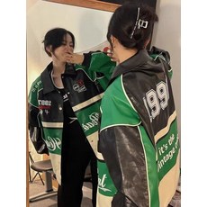 yiciya 블랙 폭격기 여성 varsity 가죽 자켓 레이싱 특대 남여공용 야구 오토바이 자켓 힙합 여성용 겨울 코트