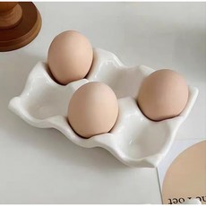 고급 세라믹 컬러 에그홀더 6구 계란트레이 BECKY STORE, 에그 화이트, 1개