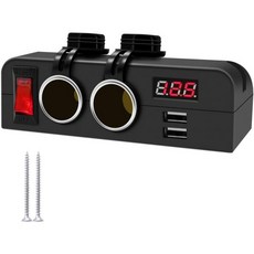 12V 시가라이터 소켓 텐트형 패널 방수 이중 USB 차량 충전 포트 어댑터 플러그 분배기 보트 해양 캠핑카 트럭 ATV용 3088290, USB+전압계+소켓+리셋 스위치