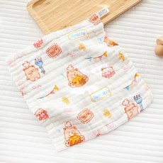 六層紗布口水巾小方巾：柔軟吸水、多用途寶寶手帕、兒童洗臉巾、幼兒園必備, 1個, 43-蜂蜜熊熊【30*30】, 白色
